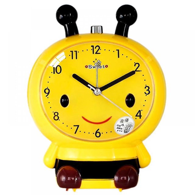 Saytay Alarm Clocks For Bedrooms, Cartoon Alarm Clock Bee Alarm Clock Night Light, Student Children's Home Decoration Desktop Clock(yellow)