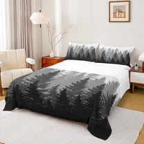 Feelyou Jungle Nature Scenery Full Size Sheets for Adult, Natural Pine Tree Bed Sheets, Countryside Sheet Sets, Breathable Home Decor, 4-Piece