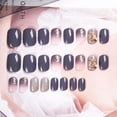 thumbnail image 3 of 24Pcs Popular Cute Grey Pink Fake Nails Candy Nails Tips Moon Style Design Acrylic Nail Art Tool, 3 of 3