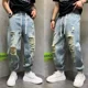 thumbnail image 3 of Pantalones Harem con Agujeros Jeans para Hombres Pantalones Vaqueros Rotos Masculinos Hip Hop Ropa de Algodón Desgarrada Tallas Grandes Y2k 2000s Baggy Xs, 3 of 5