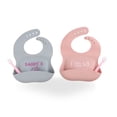 thumbnail image 1 of Baberos para Bebe de Silicona Impermeables con Bolsillo Contenedor de Alimentos Set de 2 Piezas Rosa, 1 of 5