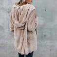 thumbnail image 3 of Cardigan for Women Winter Fashion Loose Solid Color Long Sleeve Hooded Warm Plush Coat with Pockets, 3 of 4