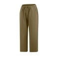 thumbnail image 4 of JIUKE Capri Pants for Women Plus Size Cotton Linen Casual Summer Drawstring High Waisted Solid Lounge 3/4 Pants, 4 of 6