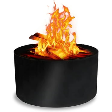 FEBTECH -  Portable Fire Pit Ring Liner, 24 Inch Diameter 12 Inch Height 2 mm Thick Heavy Duty Steel Round Fire Pit Insert for Outdoor Garden Patio Camping Bonfire Black