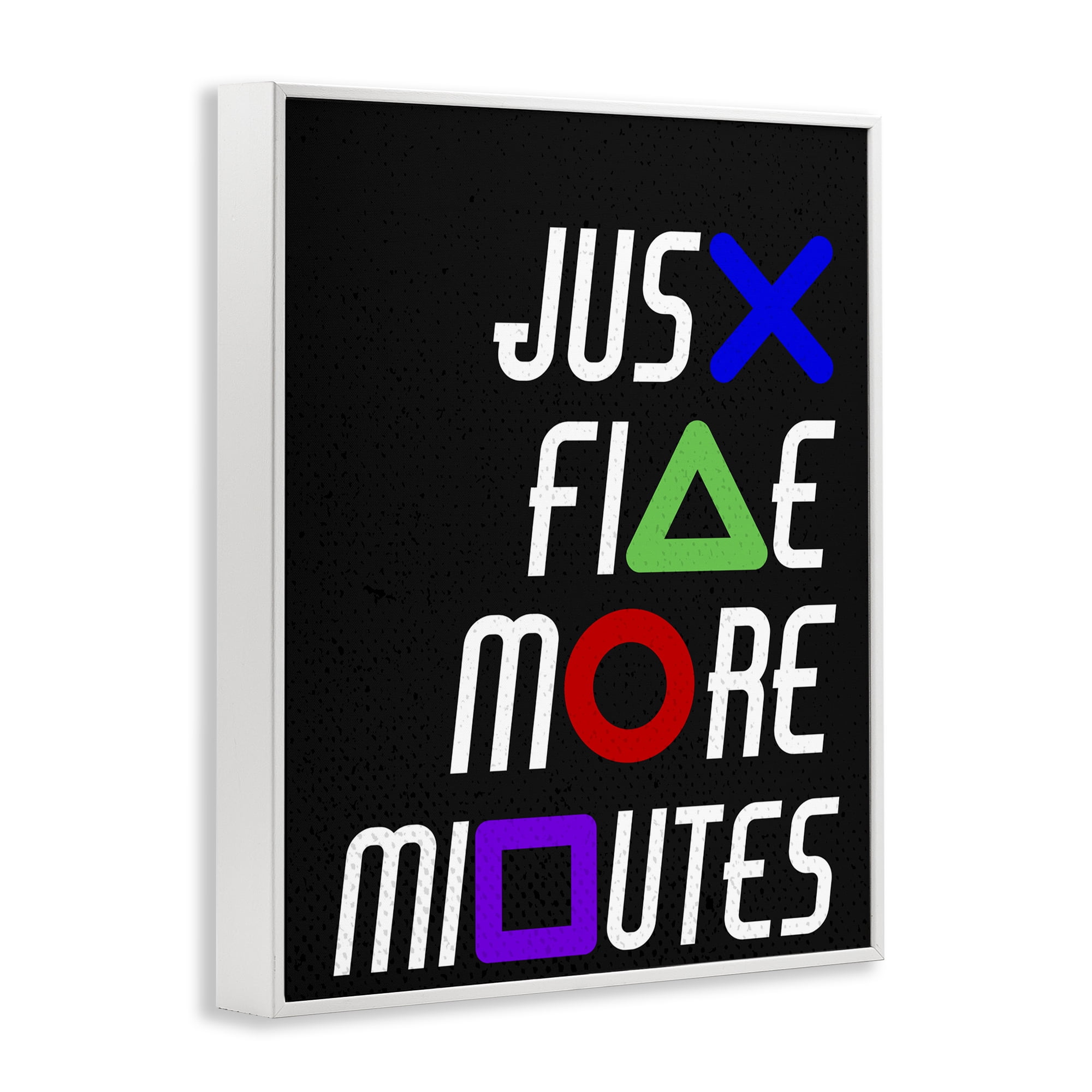 Just Five Minutes Gamer Buttons White Framed Giclee Art, design by Kim Allen
