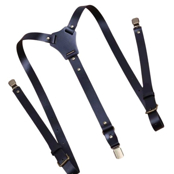 COOLHOOD PU Leather Suspenders Straps Adjustable Hook Design Bracers For Men Comfortable Shoulder Strap for Formal Event