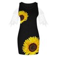 thumbnail image 4 of USSUMA Sundresses for Women Casual Summer - Women's Summer Cold Shoulder Crochet Lace Bodycon Mini Dress Sunflower Print Beach Party Short Pencil Dresses Sundress, 4 of 5