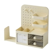 Yellow Desk Pegboard Organizer Box Storage Solution For Pen Books Stationery Office Dorm Study Table