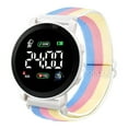 thumbnail image 2 of Opvise LED Electronic Watch Elastic Band Multifunctional Luminous Round Dial Adjustable Time/Date Display Braided Electronic Digital Wrist Watch Clock Fashion Accessory, 2 of 8