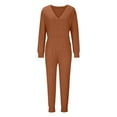 thumbnail image 6 of pstuiky Women's Jumpsuits, Solid Color Loose Long Trousers with Pockets Active Fit Rompers for Women Brown L, 6 of 6