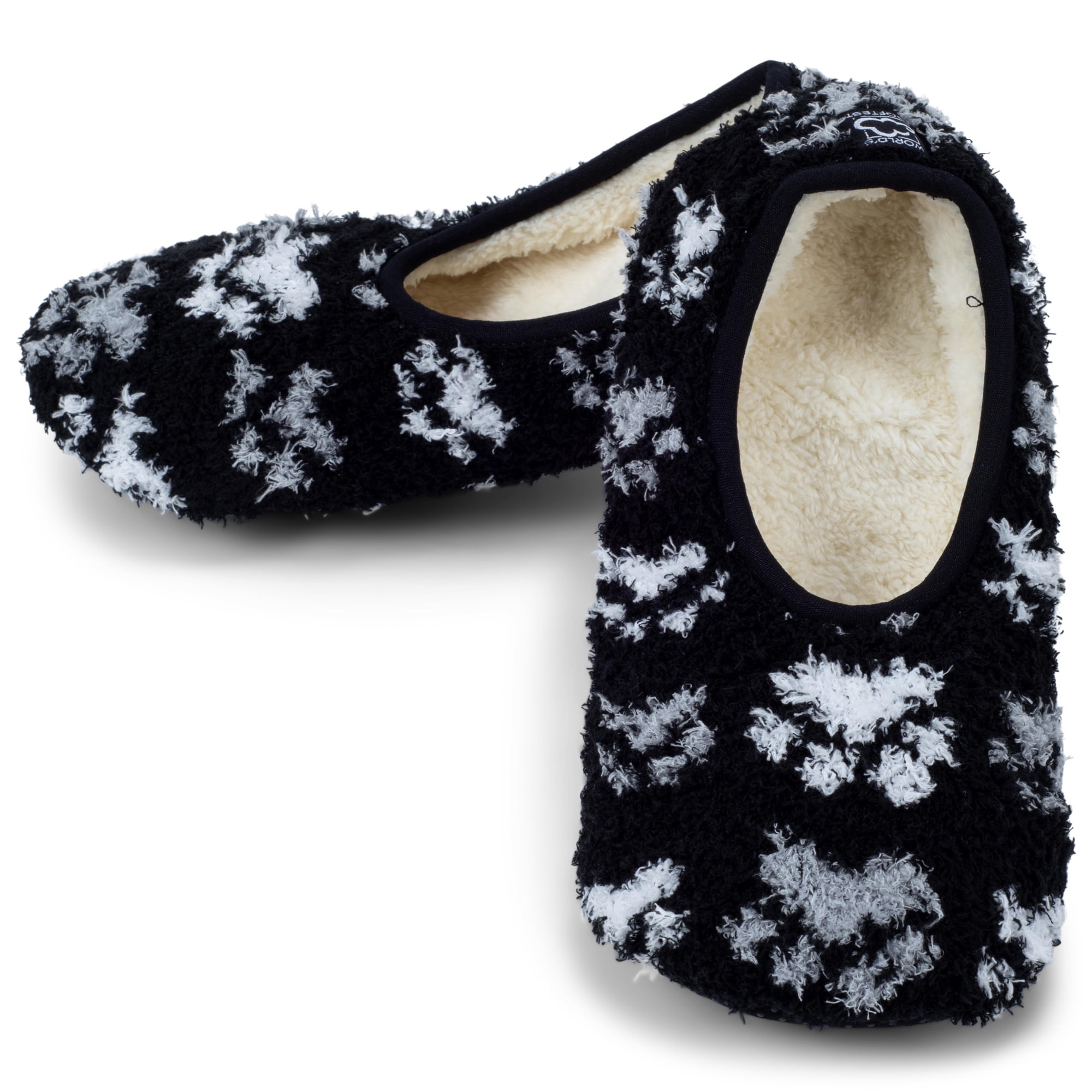 Super Soft Black and White Pawprint Medium (7.5-9) Slip Resistant Women ...
