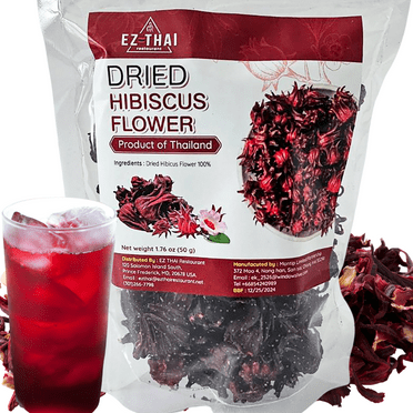 EZ Thai Dried Hibiscus Flower 1.76 oz Whole Flowers, Petals for Tea