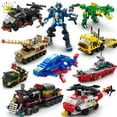 thumbnail image 2 of HUIQIBAO 6IN1 City Engineering Car Police Truck Building Blocks Tank Helicopter Bricks Fire Fighting Set Toys for Children, 2 of 10