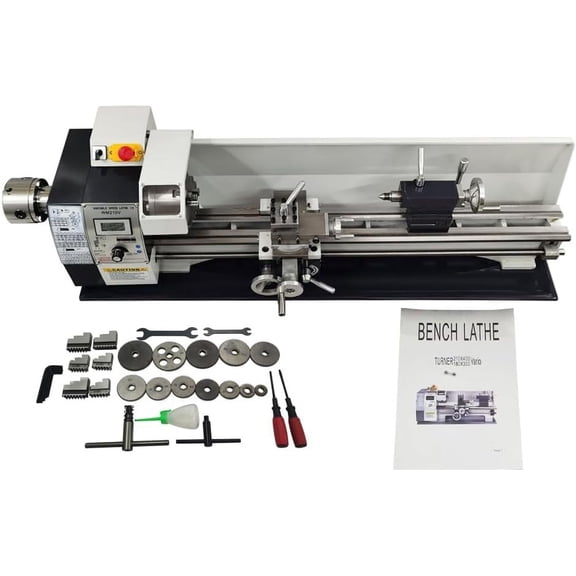 RC-210E Double Head Double Chuck Electronic Pulse Precision Metal Bench Lathe 8"*32" 1100W