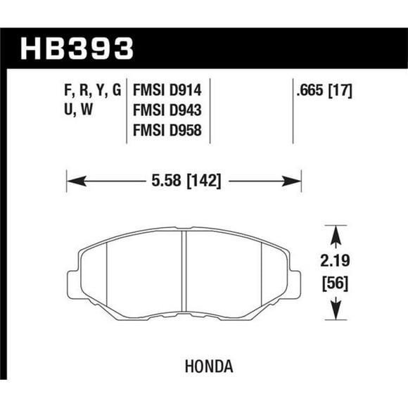 Hawk Performance HB393G.665 Plaquettes de Frein avant pour Honda Civic Si DTC-60 2013-2015