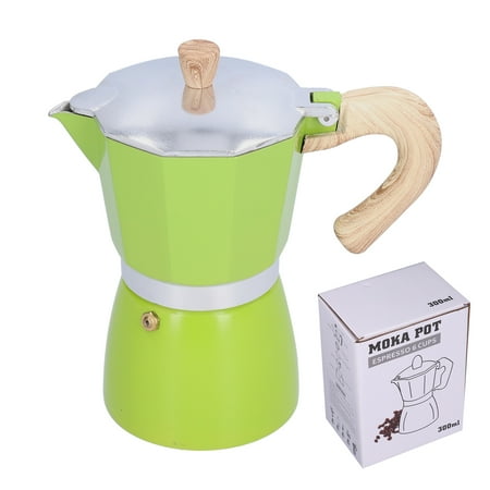 

Coffee Kettle 300ML Coffee Maker Pot with 4 Colors for Gas Stove Ethanol Stove Electrothermal Furnace Moka Italian espresso[green]