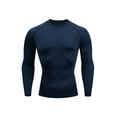 thumbnail image 1 of LUXUR Chemises de Compression pour Hommes Couleur Unie Hauts d'Été Manches Longues T-shirt de Sport T-shirt Décontracté Col Rond T-shirt Muscle Bleu TG, 1 of 2