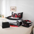 thumbnail image 5 of Manfei Chic Artwork Abstract Bedding Comforter Set 7 Pieces, Black Red Watercolor Full Bedding Set, Teens Boys Girls Men Reversible Fitted Sheet Flat Sheet, Lightweight Room Decor, 5 of 7