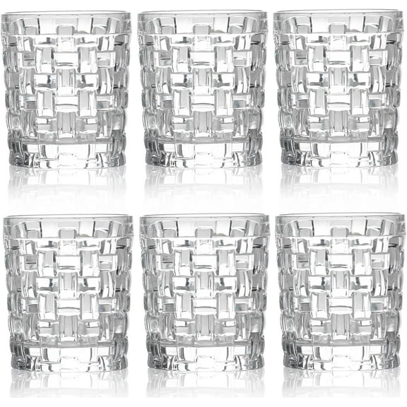 Dicunoy 6 Pack Juice Drinking Glasses, 8 oz Water Glasses with Heavy Base, Crystal Small Beverage Cups for Soda, Water, Milk, Whisky, Beer, Cocktail