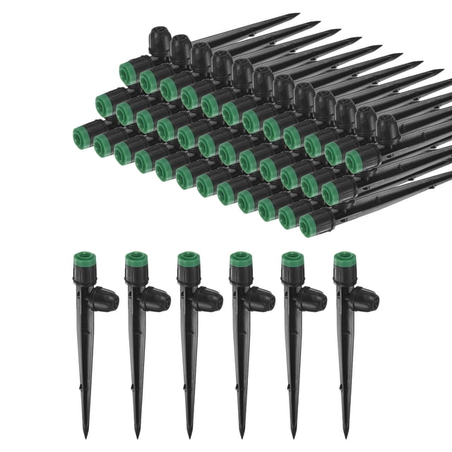 Uxcell 25-Pack Emisores Rociadores de Riego por Goteo de 5" Ajustables de 360 Grados para Tubos de Riego por Goteo de 1/4", Azul