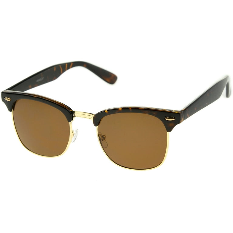 zeroUV Unisex Premium Half Frame Horn Rimmed Sunglasses with Metal