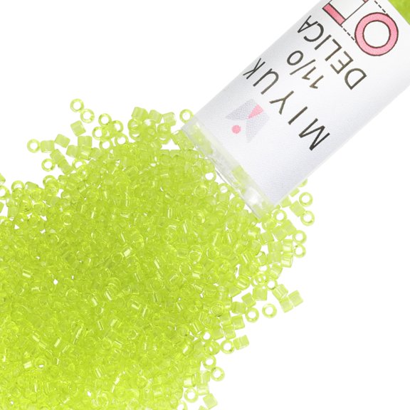 Miyuki Delica Seed Beads – Size 11/0 (1.6 mm), DB0712, Transparent Chartreuse, 7.2 g, Approx. 1440 Beads