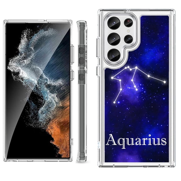 Shockproof Bumper Phone Case for Samsung Galaxy S23 Ultra 5G, by OneToughShield ® - Aquarius