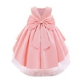 thumbnail image 3 of IBTOM CASTLE Toddler Baby Girls Dress Formal Bowknot Tutu Backless Puffy Tulle Gowns Princess Wedding Baptism Pageant Birthday Party Wear 3-4 Years Peach Pink, 3 of 8