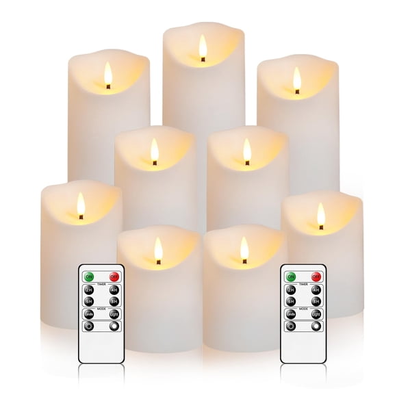 Juego de 9 velas LED sin llama Nimiko con control remoto y temporizador