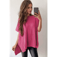 thumbnail image 4 of Women'S Loose Dropped Shoulder Short Sleeve Pullover Sweater Rose Red L, 4 of 9