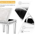 thumbnail image 5 of BOBOKY Mirrored Vanity Stool with Storage, Upholstered Velvet Ottoman, Makeup Dressing Table Bench with Sparking Diamonds, Silver, Velvet Vanity Stool, 5 of 7