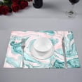thumbnail image 2 of MKHERT Gouache Painting Abstract Turquoise and Pink Marble Stone Placemats Table Mats for Dining Room Kitchen Table Decoration 12x18 inch,Set of 6, 2 of 4