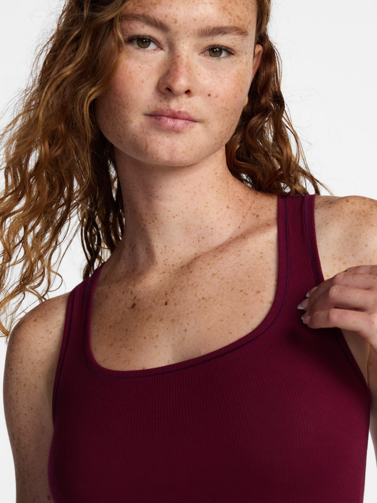 No Boundaries Women's Cotton Ribbed Cropped Tank Top, Sleeveless