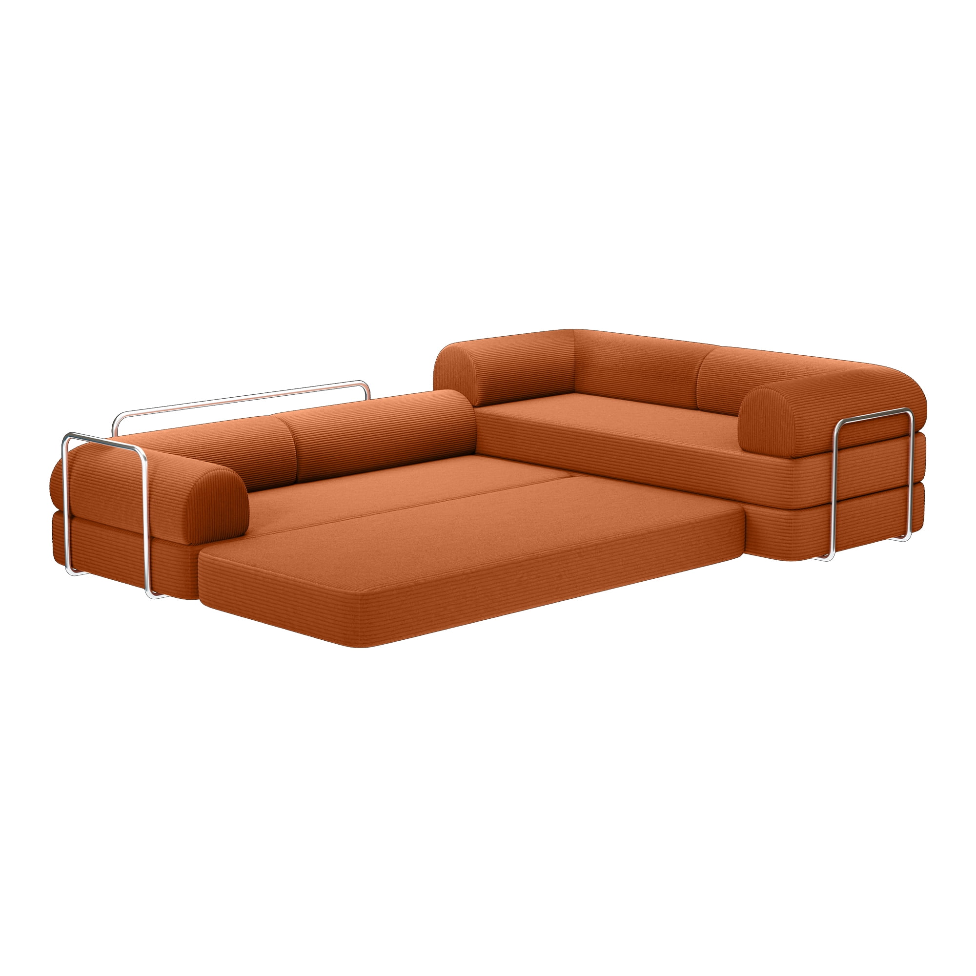 COOLHUT 78.7" W Combination Sofa, High Rebound Density Sponge Sofa Couch, Two Forms Floor Couch Three Seats Sofa Bed for Living Room, Bedroom, Coffee
