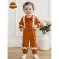 thumbnail image 6 of BemeyourBBs Newborn Baby Girls Boys Christmas Outfit Gingerbread Jumpsuit Long Sleeve Crewneck Gingerbread Man Romper with Hat, 6 of 8