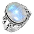 thumbnail image 1 of 925 Silver Ring For Women - Girls White Natural Rainbow Moonstone Stone Silver Ring Size 10.5 June Birthstone Hand Made Silver Ring Size 10.5 Gift For Mother On Easter 925 Gemstone Silver Jewelry, 1 of 6