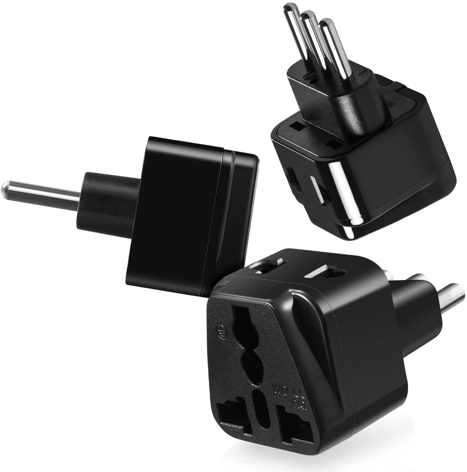 Type L Plug Adapter [3 Pack], Fosmon Universal USA to Italy Travel Wall