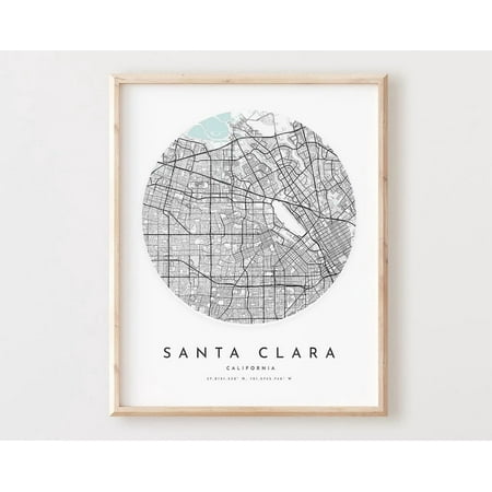 Kna Prints - 1 Pc Poster Santa Clara Map Print, Santa Clara Map City Wall Art, Ca Road Map, California Print Street Map Decor, Office Gift, L771V4, UNFRAMED-24x36
