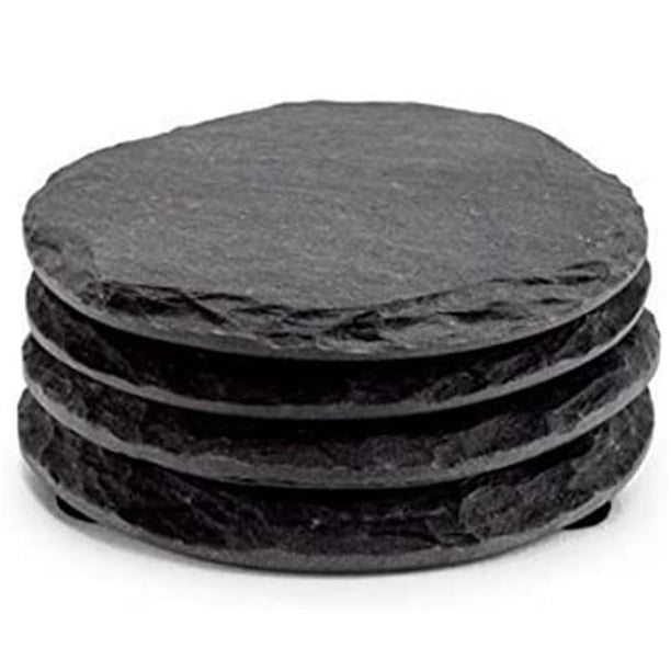 4 PCS Posavasos redondos negros Posavasos hechos a mano para bebidas, bebidas, copas de vino