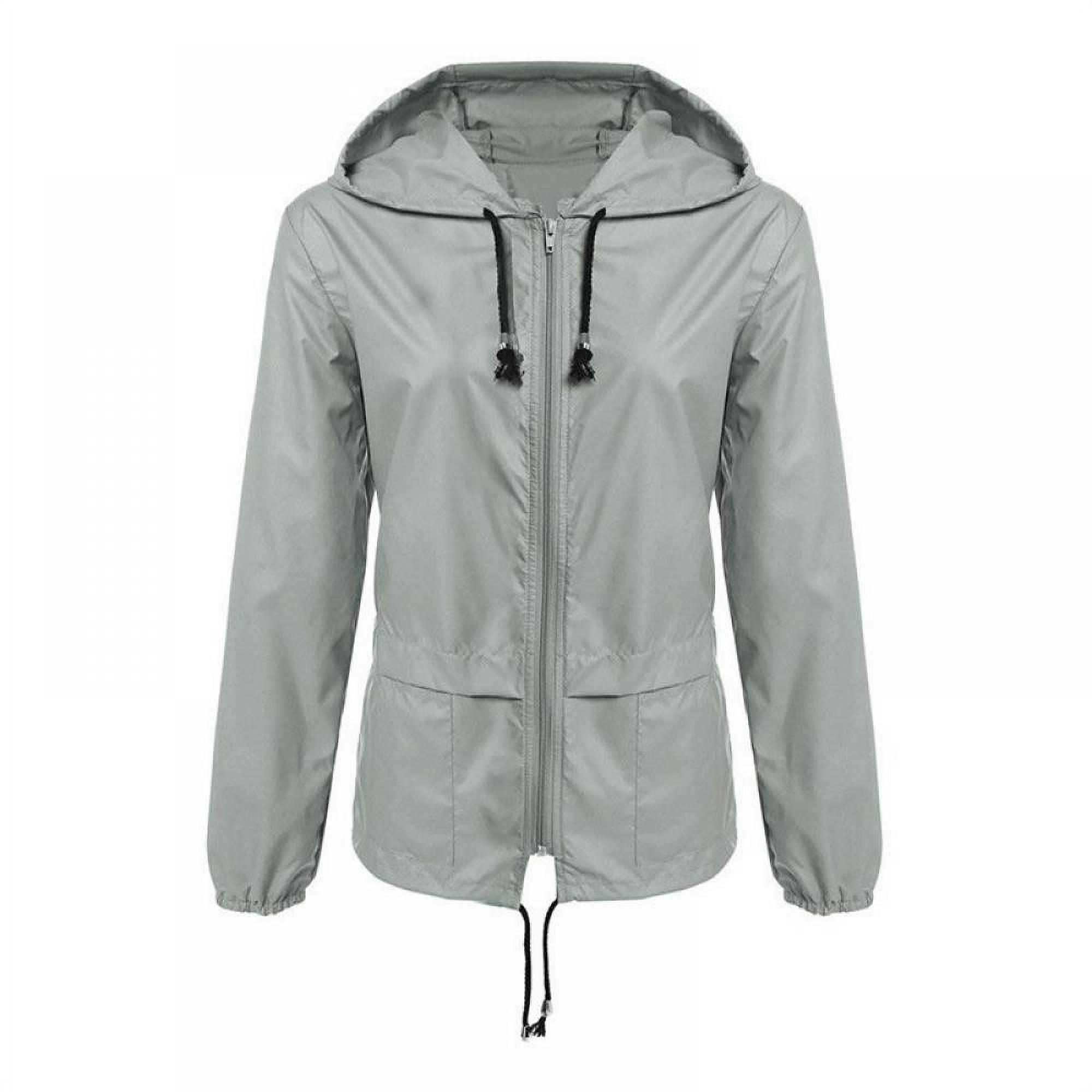 Topwoner Women's Raincoat Lightweight Rain Jacket Hooded Windbreaker Pockets for Outdoor - image 4 of 8