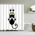 thumbnail image 2 of Gato travieso rascando la pared con sus patas Gráfico de gatito gracioso felino gruñón, juego de decoración de baño de tela con ganchos, 2 of 5