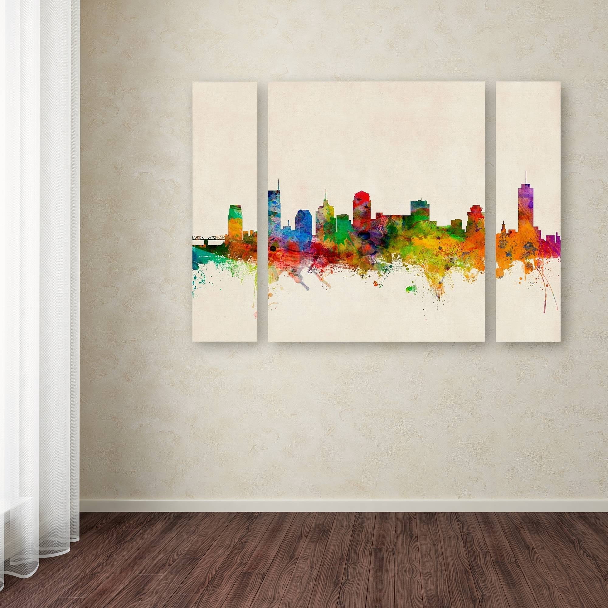Trademark Fine Art "Nashville Skyline" Canvas Art by Michael Tompsett Three Panel Set