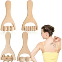 Wood Massager Tools,Tutuviw 4 Pack Wooden Back Massager,Ergonomic Wood Massager,Portable Roller Stick,for Neck Shoulder Leg Arm Foot Full Relief,Natural Material Comfortable Foot Massage Roller