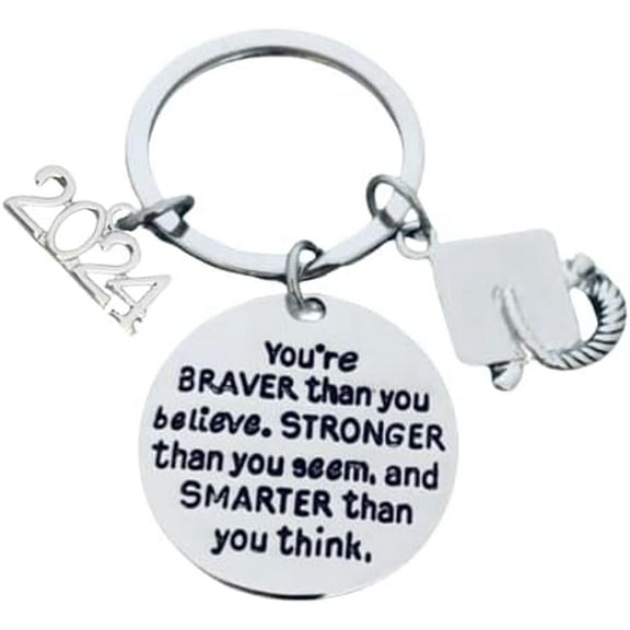 2024 Graduation Keychain, Inspirational You’re Braver Than You Believe, Stronger Than You Seem & Smarter You Think Jewelry, Graduation Gifts for Graduates