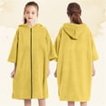 thumbnail image 2 of Djtdsds Kids' Solid Color Hooded Terry Cloth Beach Towel Poncho Robe with Zipper Cover-Up Size:One Size, 2 of 4