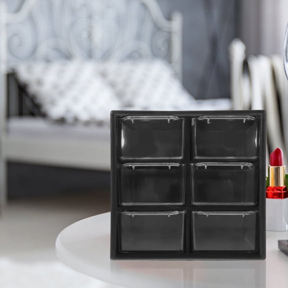 ibasenice Black Desktop Storage Organizer with Multiple Drawers for Office Supplies, Makeup, and Small Item Storage