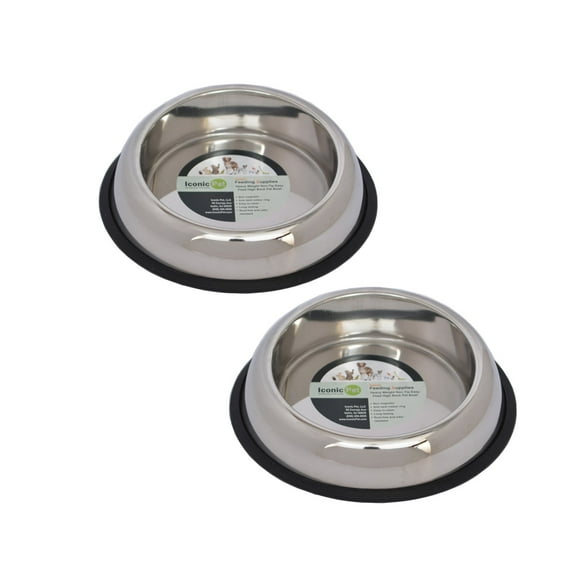 2-Pack Heavy Weight Non-Skid Easy Feed High Back Pet Bowl For Dog or Cat, 64 Oz, 8 Cup