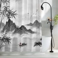 thumbnail image 2 of Oriental Chinese-style Shower Curtain, 36" x 72", Abstract Nature Landscape Ink Painting Waterproof Bathroom Curtain Washable Shower Curtain Set with 12 Hooks, 2 of 8