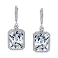 thumbnail image 2 of Bling Jewelry Womens Statement Fashion Emerald Cut CZ Halo Dangle Chandelier Earrings GoldSilver, 2 of 7