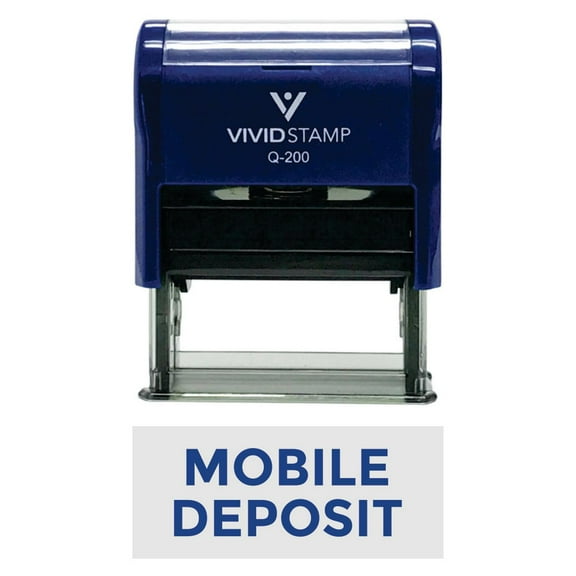 Vivid Stamp MOBILE DEPOSIT Self-Inking Office Rubber Stamp (Blue) - Medium